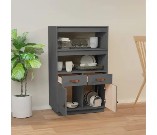 Augstais Skapītis, Pelēks, 67X40X108,5 Cm, Priedes Masīvkoks Vidaxl Augstais Skapītis, Pelēks, 67X40X108,5 Cm, Priedes Masīvkoks Vidaxl