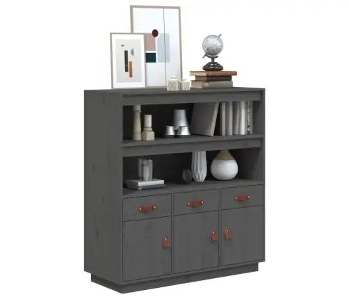 Augstais Skapītis, Pelēks, 100X40X108,5 Cm, Priedes Masīvkoks Vidaxl