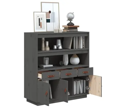 Augstais Skapītis, Pelēks, 100X40X108,5 Cm, Priedes Masīvkoks Vidaxl