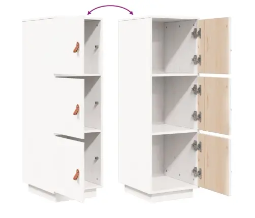 Komoda, Balta, 34X40X108,5cm Pušies Medienos Masyvas