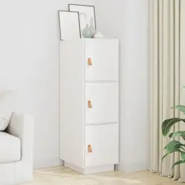 Augstais Skapītis, Balts, 34X40X108,5 Cm, Priedes Masīvkoks Vidaxl