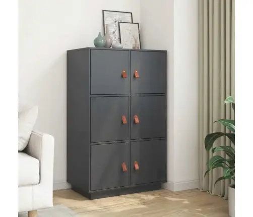 Augstais Skapītis, Pelēks, 67X40X108,5 Cm, Priedes Masīvkoks Vidaxl