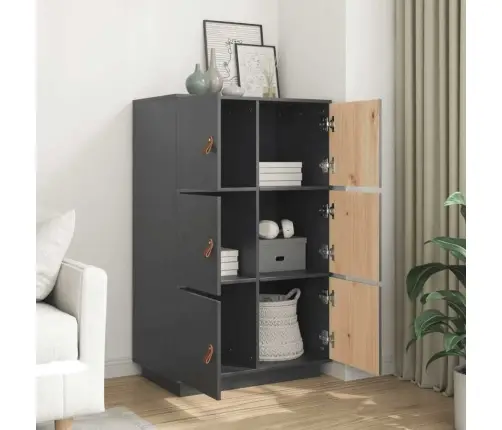 Augstais Skapītis, Pelēks, 67X40X108,5 Cm, Priedes Masīvkoks Vidaxl