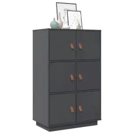 Augstais Skapītis, Pelēks, 67X40X108,5 Cm, Priedes Masīvkoks Vidaxl