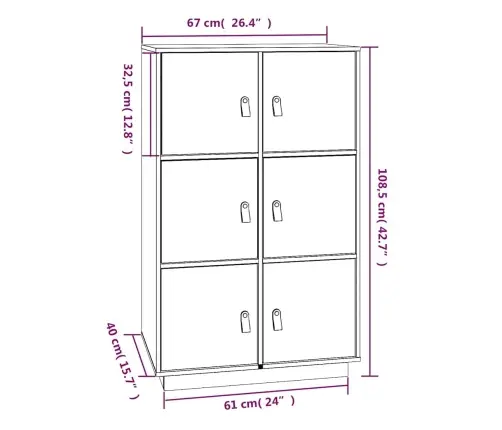 Augstais Skapītis, Brūns, 67X40X108,5 Cm, Priedes Masīvkoks Vidaxl Augstais Skapītis, Brūns, 67X40X108,5 Cm, Priedes Masīvkoks Vidaxl