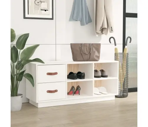 Apavu Skapītis, Balts, 100X34X45 Cm, Priedes Masīvkoks Vidaxl