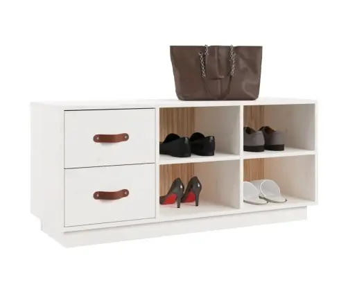 Apavu Skapītis, Balts, 100X34X45 Cm, Priedes Masīvkoks Vidaxl