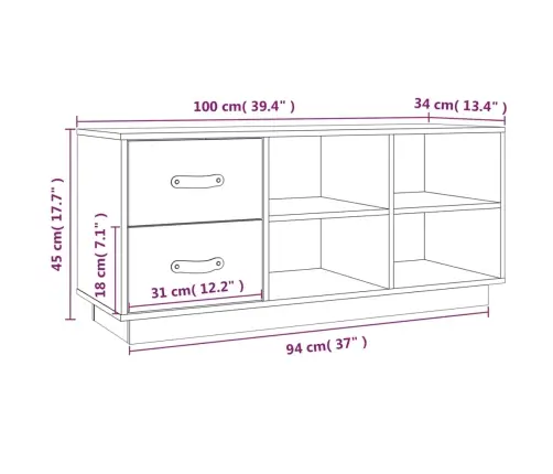 Apavu Skapītis, Balts, 100X34X45 Cm, Priedes Masīvkoks Vidaxl
