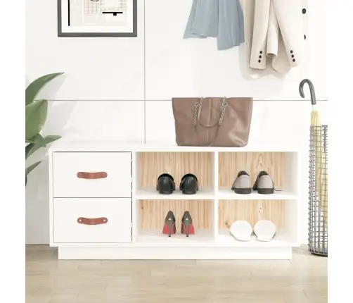 Apavu Skapītis, Balts, 100X34X45 Cm, Priedes Masīvkoks Vidaxl