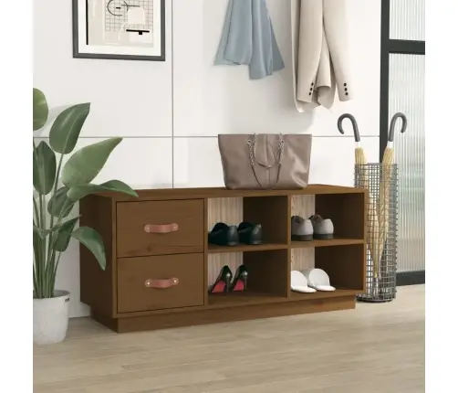 Apavu Skapītis, Medus Brūns, 100X34X45 Cm, Priedes Masīvkoks Vidaxl