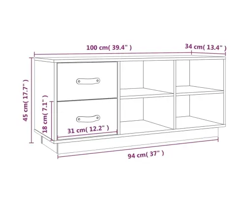 Apavu Skapītis, Medus Brūns, 100X34X45 Cm, Priedes Masīvkoks Vidaxl