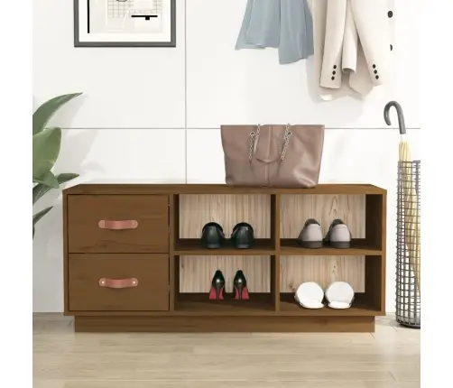 Apavu Skapītis, Medus Brūns, 100X34X45 Cm, Priedes Masīvkoks Vidaxl