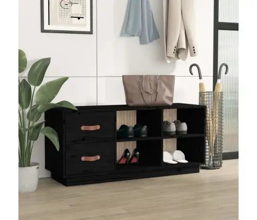 Suoliukas Batams, Juodas, 100X34X45cm Pušies Medienos Masyvas