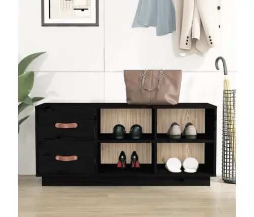 Suoliukas Batams, Juodas, 100X34X45cm Pušies Medienos Masyvas