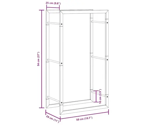 Küttepuude Rest, Mattmust, 50X28X94 cm Teras
