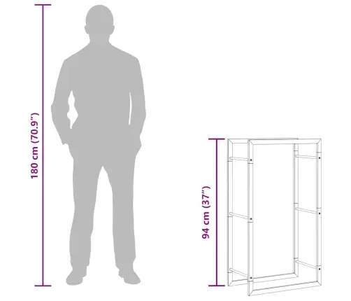 Küttepuude Rest, Mattmust, 50X28X94 cm Teras