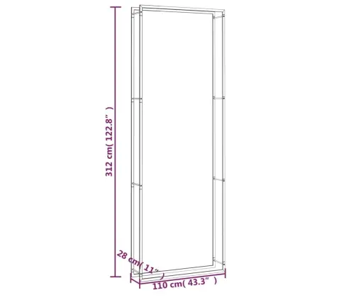 Küttepuude Rest, Mattmust, 110X28X312 cm Teras