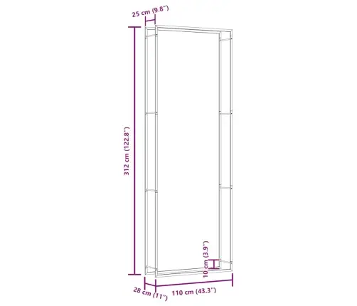 Stovas Malkoms, Matinės Juodos Spalvos, 110X28X312cm Plienas