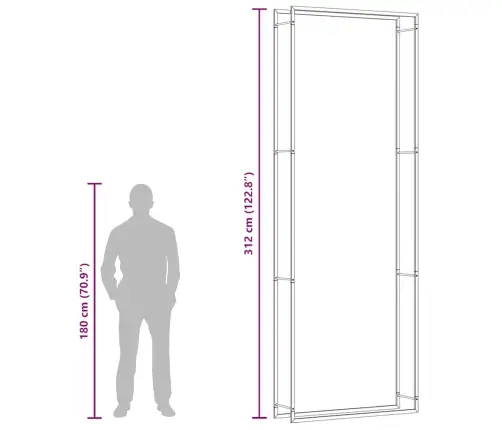 Stovas Malkoms, Matinės Juodos Spalvos, 110X28X312cm Plienas