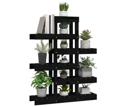 Augu Plaukts, Melns, 85X25X109,5 Cm, Priedes Masīvkoks Vidaxl Augu Plaukts, Melns, 85X25X109,5 Cm, Priedes Masīvkoks Vidaxl