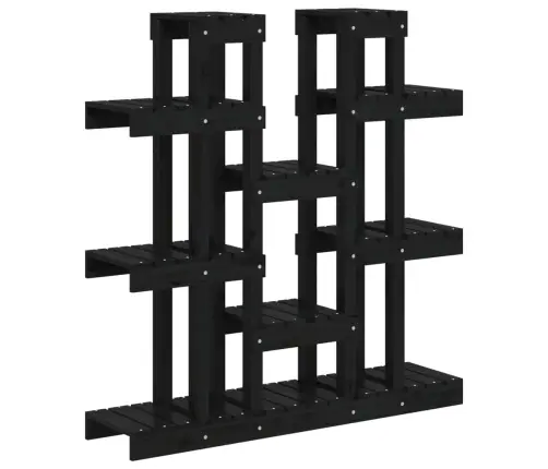 Augu Plaukts, Melns, 104,5X25X109,5 Cm, Priedes Masīvkoks Vidaxl