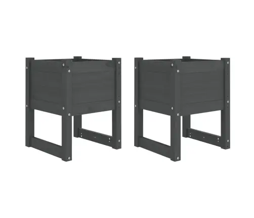 Loveliai, 2Vnt., Pilki, 40X40X52,5cm Pušies Medienos Masyvas