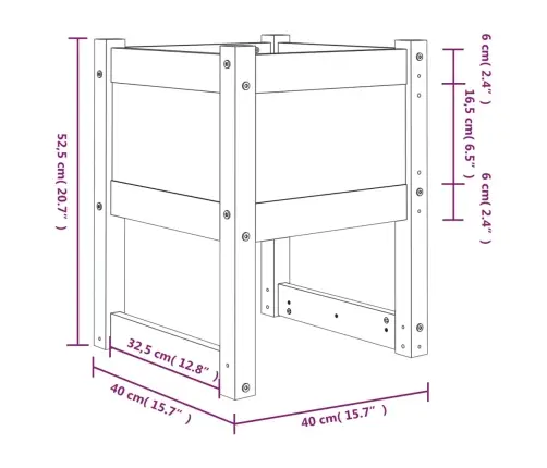 Taimekast, Meepruun, 40X40X52,5 cm Toekas Männipuit