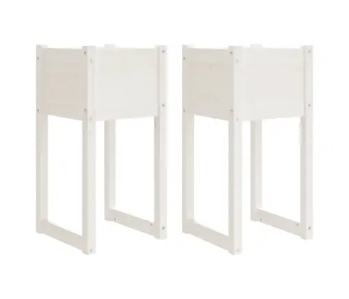 Puķu Kastes, 2 Gab., Baltas, 40X40X81 Cm, Priedes Masīvkoks Vidaxl