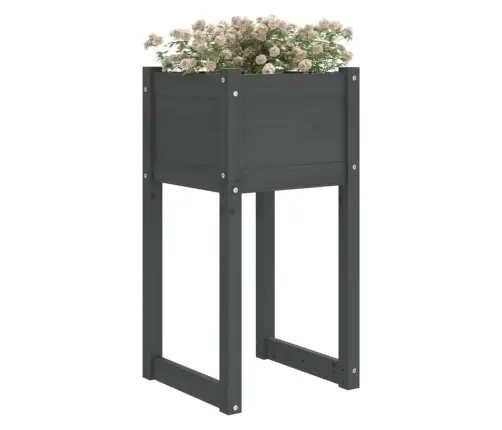 Puķu Kastes, 2 Gab., Pelēkas, 40X40X81 Cm, Priedes Masīvkoks Vidaxl