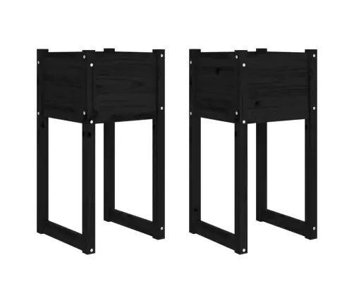 Loveliai, 2Vnt., Juodi, 40X40X81cm Pušies Medienos Masyvas