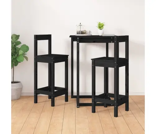 Bāra Krēsli, 2 Gab., Melni, 40X41,5X112 Cm, Priedes Masīvkoks Vidaxl