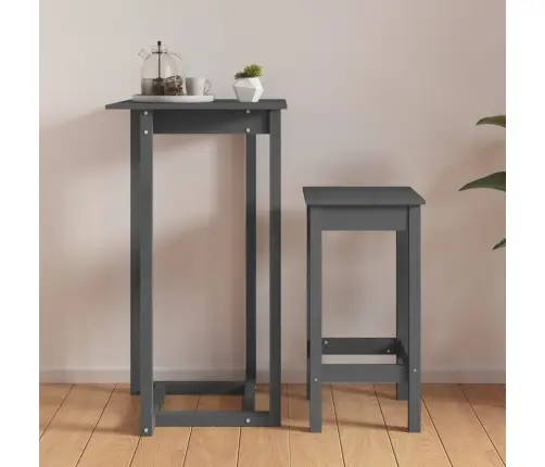 Bāra Galds, Pelēks, 60X60X110 Cm, Priedes Masīvkoks Vidaxl