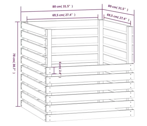 Komposter, 80 X 80 X 78 cm Männipuit