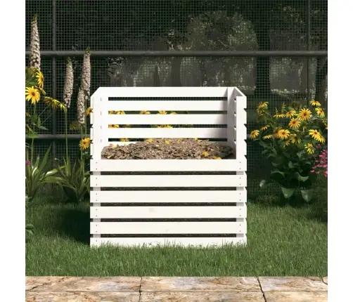 Komposto Dėžė, Balta, 80X80X78cm Pušies Medienos Masyvas