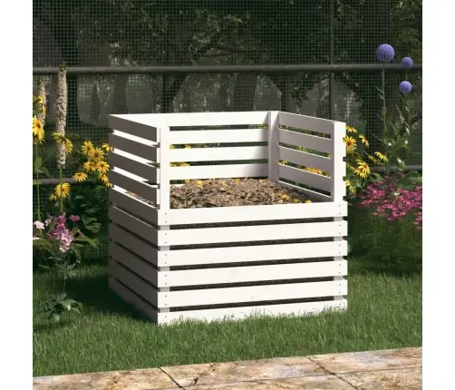 Komposto Dėžė, Balta, 80X80X78cm Pušies Medienos Masyvas