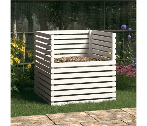 Komposto Dėžė, Balta, 100X100X102cm Pušies Medienos Masyvas