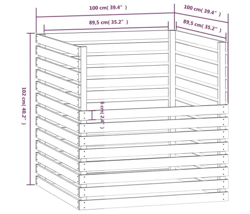 Komposter, Meepruun, 100 X 100 X 102 cm Männipuit