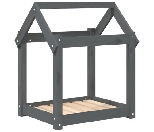 Lova Šunims, Pilka, 61X50X70cm Pušies Medienos Masyvas
