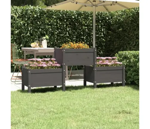 Puķu Kaste, Pelēka, 178,5X44X75 Cm, Priedes Masīvkoks Vidaxl