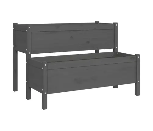 Lovelis, Pilkos Spalvos, 110X84X75cm Pušies Medienos Masyvas