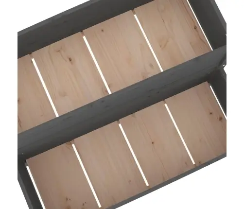 Lovelis, Pilkos Spalvos, 110X84X75cm Pušies Medienos Masyvas