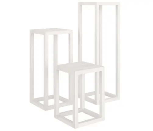 3-Osaline Taimealuse Komplekt,Valge Männipuit