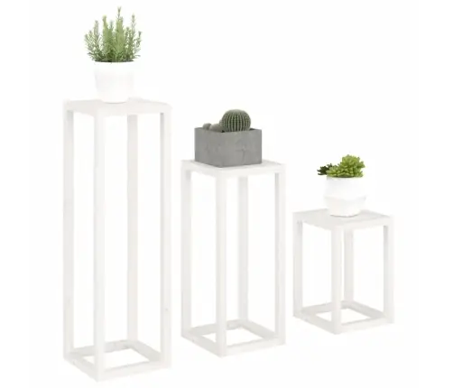 3-Osaline Taimealuse Komplekt,Valge Männipuit