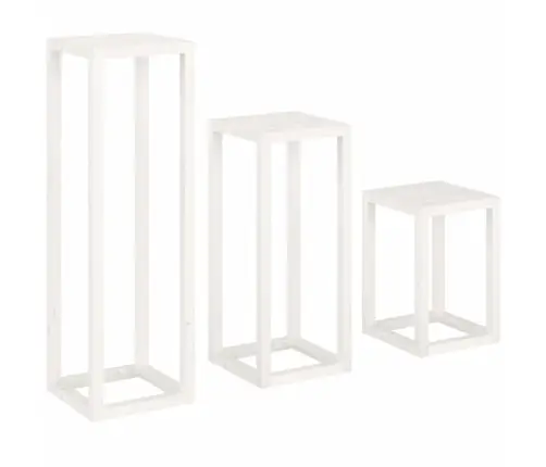 3-Osaline Taimealuse Komplekt,Valge Männipuit