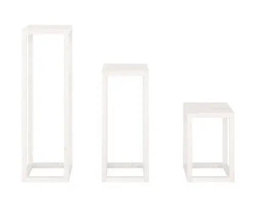 3-Osaline Taimealuse Komplekt,Valge Männipuit