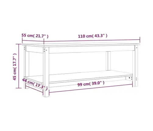Kafijas Galdiņš, Balts, 110X55X45 Cm, Priedes Masīvkoks Vidaxl