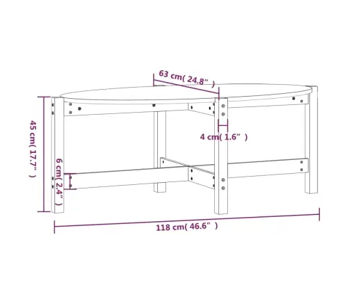 Kafijas Galdiņš, Melns, 118X63X45 Cm, Priedes Masīvkoks Vidaxl
