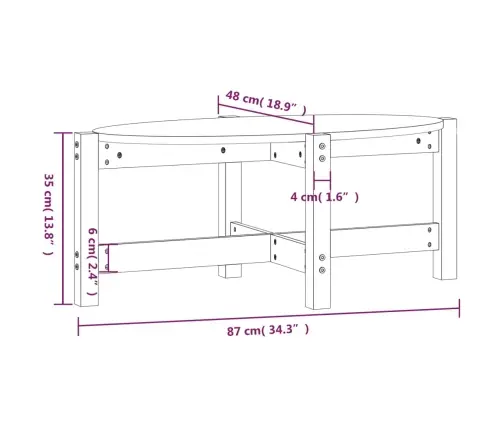 Kohvilaud, Valge, 87X48X35 cm Männipuit