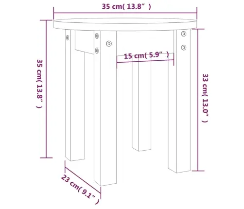 Kafijas Galdiņš, Balts, Ø 35X35 Cm, Priedes Masīvkoks Vidaxl