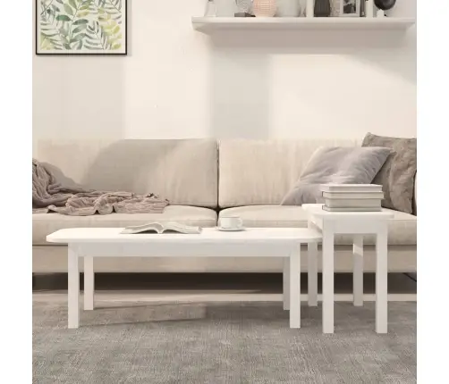 Kafijas Galdiņu Komplekts, Balts, Priedes Masīvkoks Vidaxl